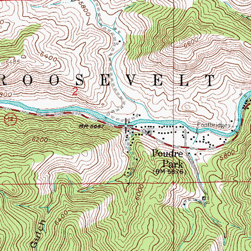 Topographic Map of Falls Gulch, CO