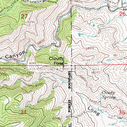 Topographic Map of Cloudy Pass, CO