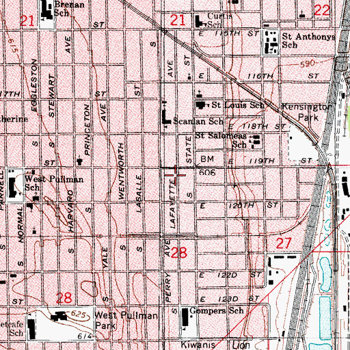 Topographic Map of Greater Canaan Missionary Baptist Church, IL