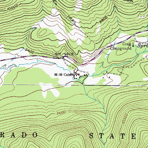 Topographic Map of M-M Cabins, CO