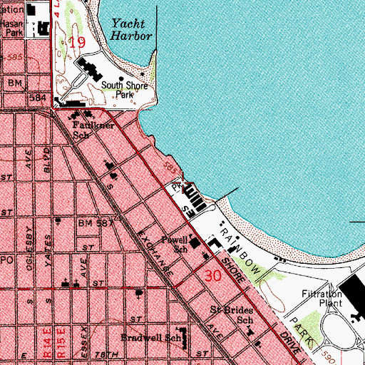 Topographic Map of Beach and Tennis Club of Chicago, IL