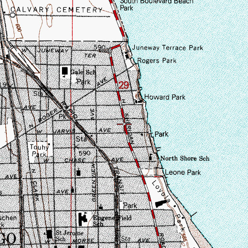 Topographic Map of Birchwood, IL