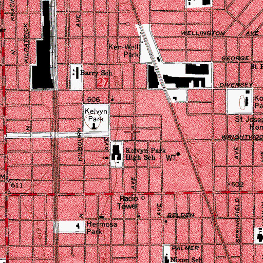 Topographic Map of Hermosa, IL