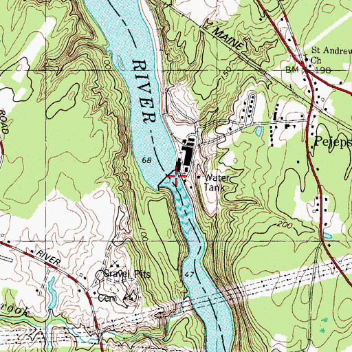 Topographic Map of Androscoggin River Reservoir, ME