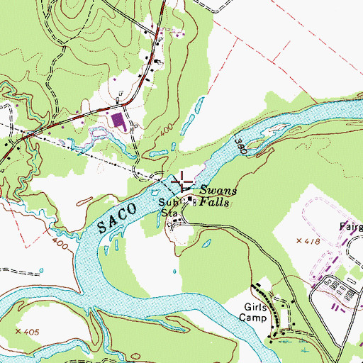 Topographic Map of Swans Falls Dam, ME