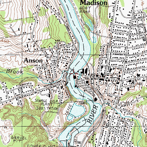 Topographic Map of Anson Station Dam, ME