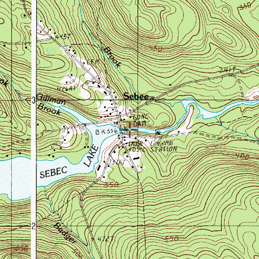 Topographic Map of Sebec Dam, ME