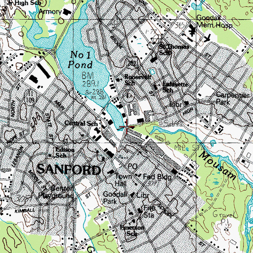 Topographic Map of Goodall-Sanford Dam, ME
