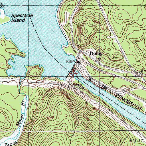 Topographic Map of Dolby Dam, ME