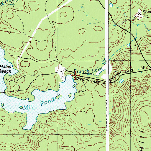 Topographic Map of Branch Lake Dam, ME