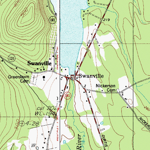Topographic Map of Swan Lake Dam, ME