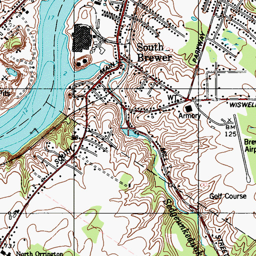 Topographic Map of Mill Street Dam, ME