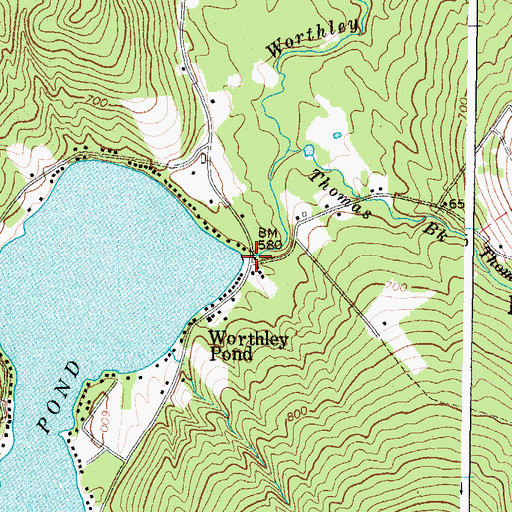 Topographic Map of Worthley Pond Dam, ME