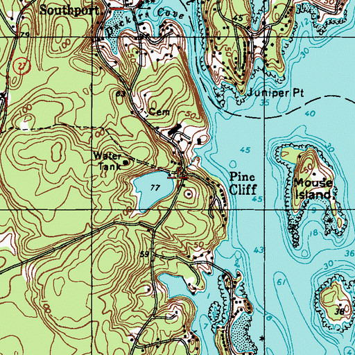 Topographic Map of Southport Water Supply Pond Dam, ME