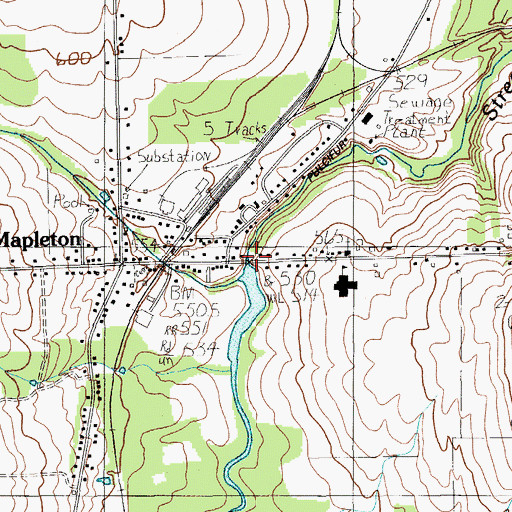 Topographic Map of Mapleton Dam, ME