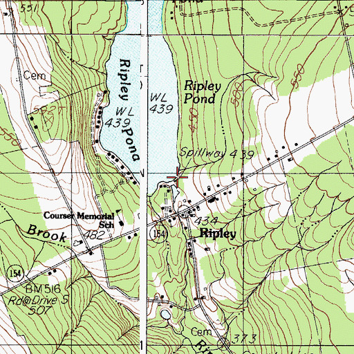 Topographic Map of Ripley Pond Dam, ME