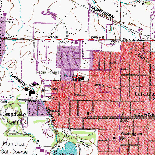 Topographic Map of Putnam Elementary School, CO