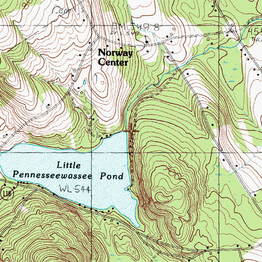 Topographic Map of Little Pennesseewassee Pond Dam, ME