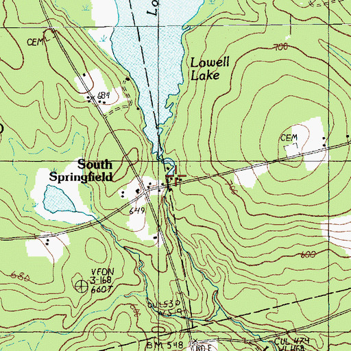 Topographic Map of Lowell Dam, ME