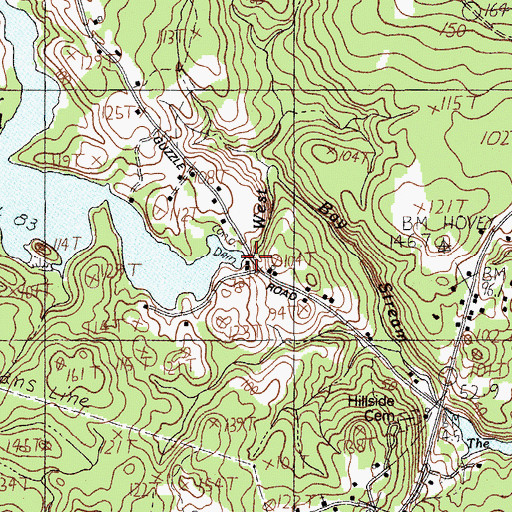 Topographic Map of Lower West Bay Pond Dam, ME