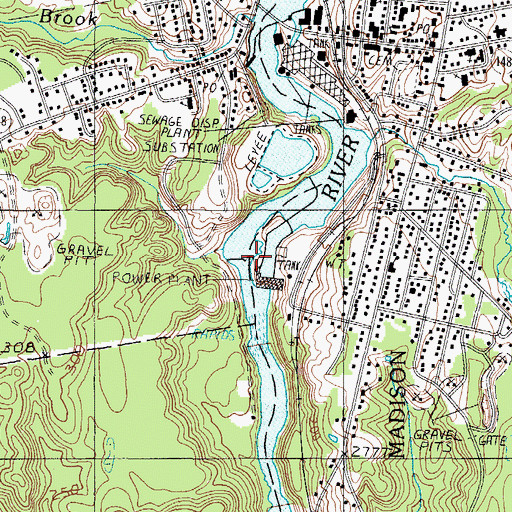 Topographic Map of Madison Paper Corporation Log Dam, ME