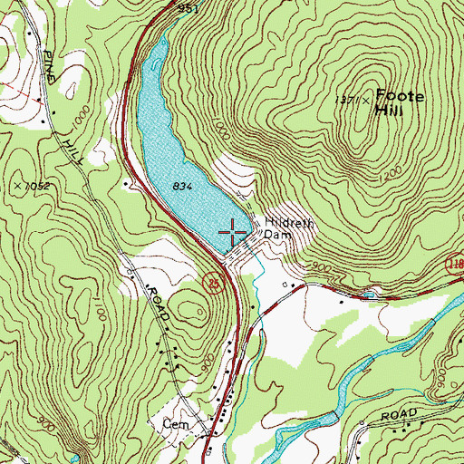 Topographic Map of Baker Floodwater Reservoir Site 2 Dam, NH