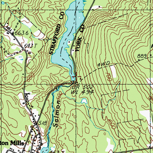 Topographic Map of Salmon Falls River Reservoir, NH