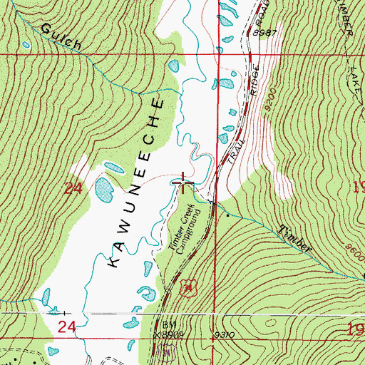 Topographic Map of Timber Creek, CO