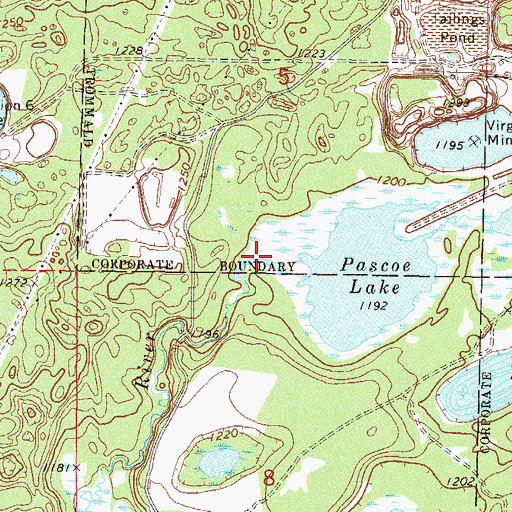 Topographic Map of Pascoe Lake Dam, MN