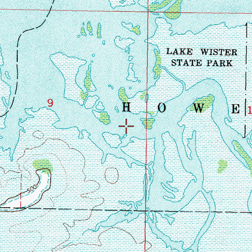 Topographic Map of Wister Lake State Park, OK