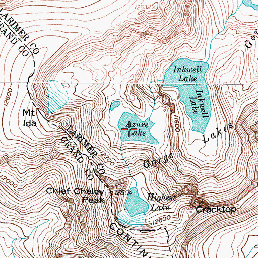Topographic Map of Azure Lake, CO
