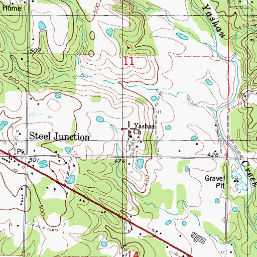 Topographic Map of Yasho United Methodist Church, OK