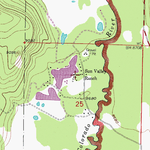 Topographic Map of Sun Valley Ranch, CO
