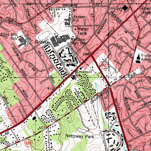 Topographic Map of Emanuel Church, VA