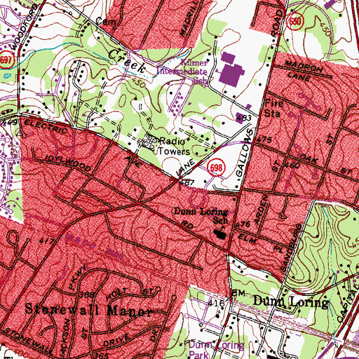 Topographic Map of Enola, VA
