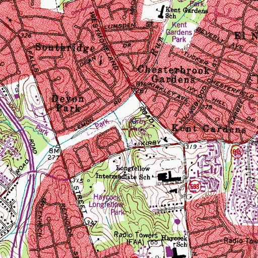 Topographic Map of Kirby Park, VA