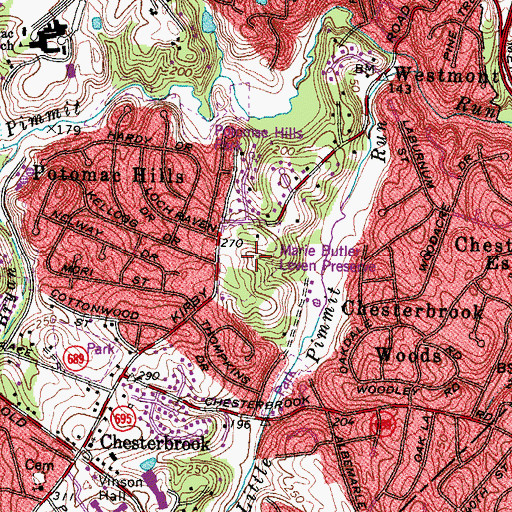 Topographic Map of Marie Butler Leven Preserve, VA