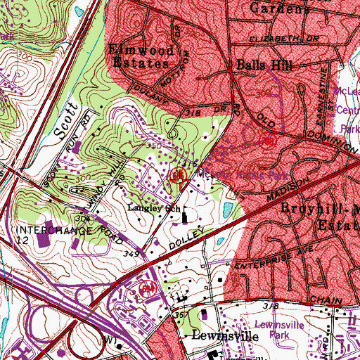 Topographic Map of McLean Knolls Park, VA
