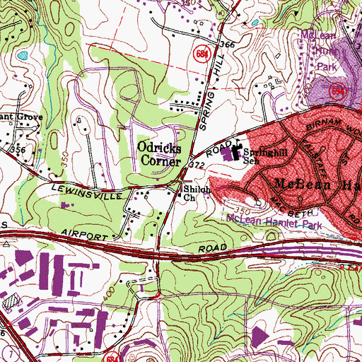 Topographic Map of Odrick School (historical), VA