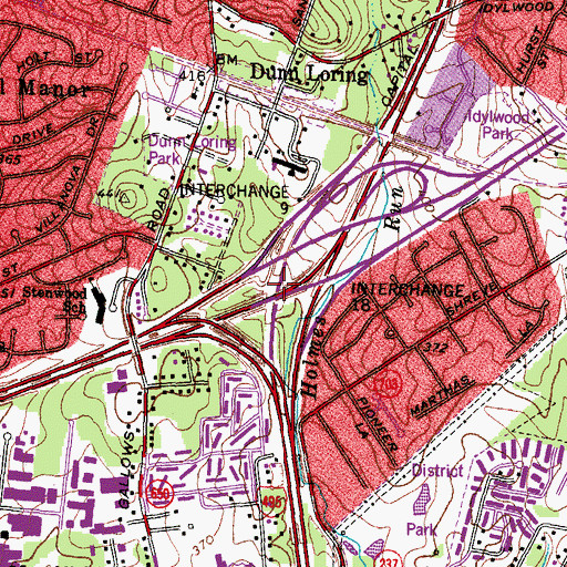 Topographic Map of Interchange 9, VA