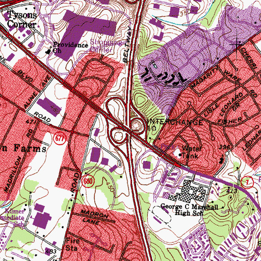 Topographic Map of Interchange 10, VA