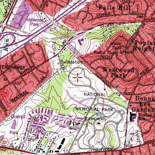 Topographic Map of King David Memorial Gardens, VA