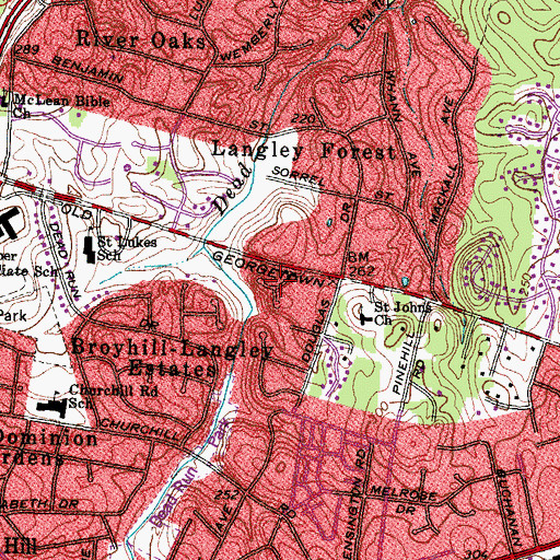 Topographic Map of The Cloisters, VA
