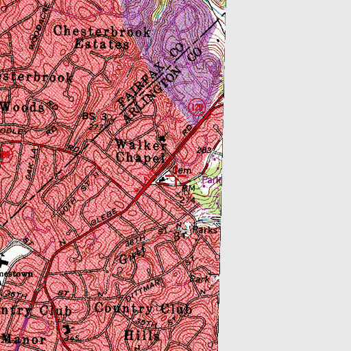 Topographic Map of Walker Chapel Cemetery, VA