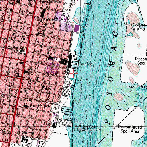 Topographic Map of Waterfront Park, VA