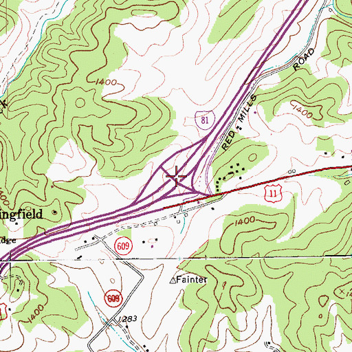 Topographic Map of Interchange 175, VA