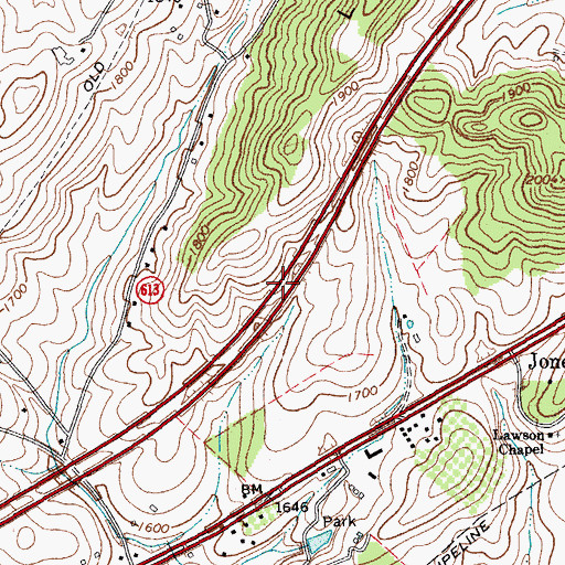 Topographic Map of Interchange 200, VA