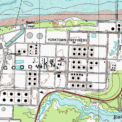 Topographic Map of Yorktown Refinery, VA