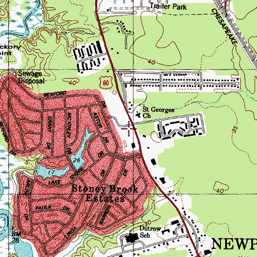 Topographic Map of Stoney Brook Shopping Center, VA