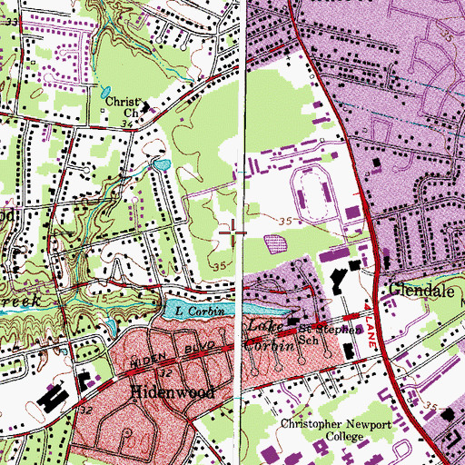 Topographic Map of Ethel M Gildersleeve Middle School, VA